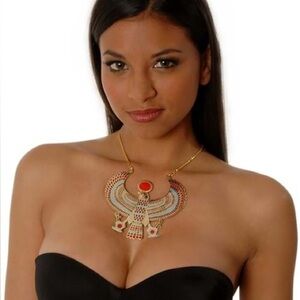 Winged Horus Necklace with Gold Chain NWT A07